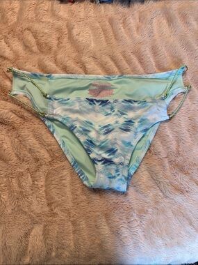 Victoria's Secret Light Blue Wave-Print Bikini Bottom